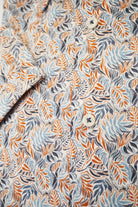 Eterna Modern Fit Leaf Print Short Sleeve Shirt - Blue/Red