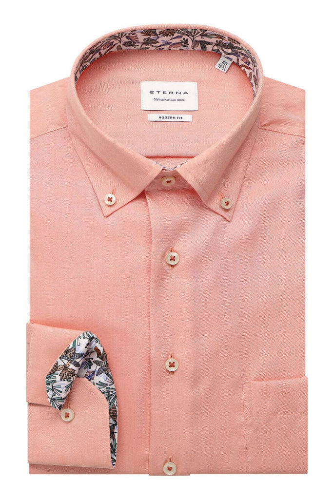 Eterna Modern Fit Long Sleeve Shirt - Peach