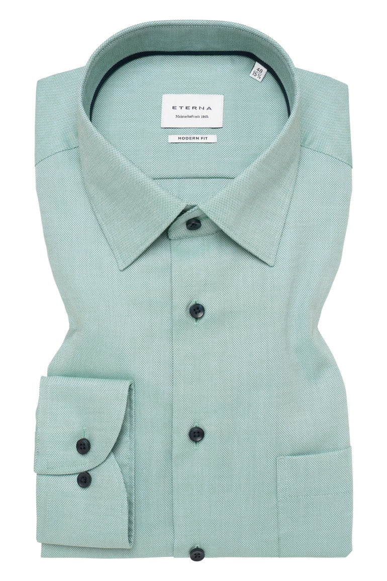 Eterna Modern Fit Micro Texture Shirt - Green