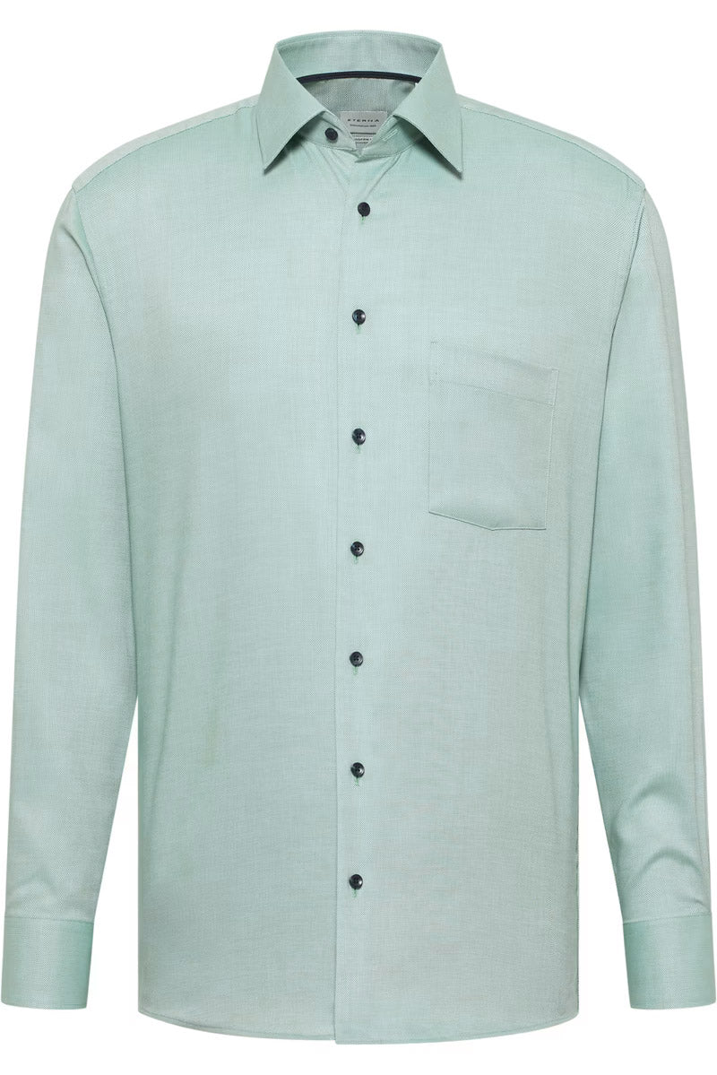 Eterna Modern Fit Micro Texture Shirt - Green