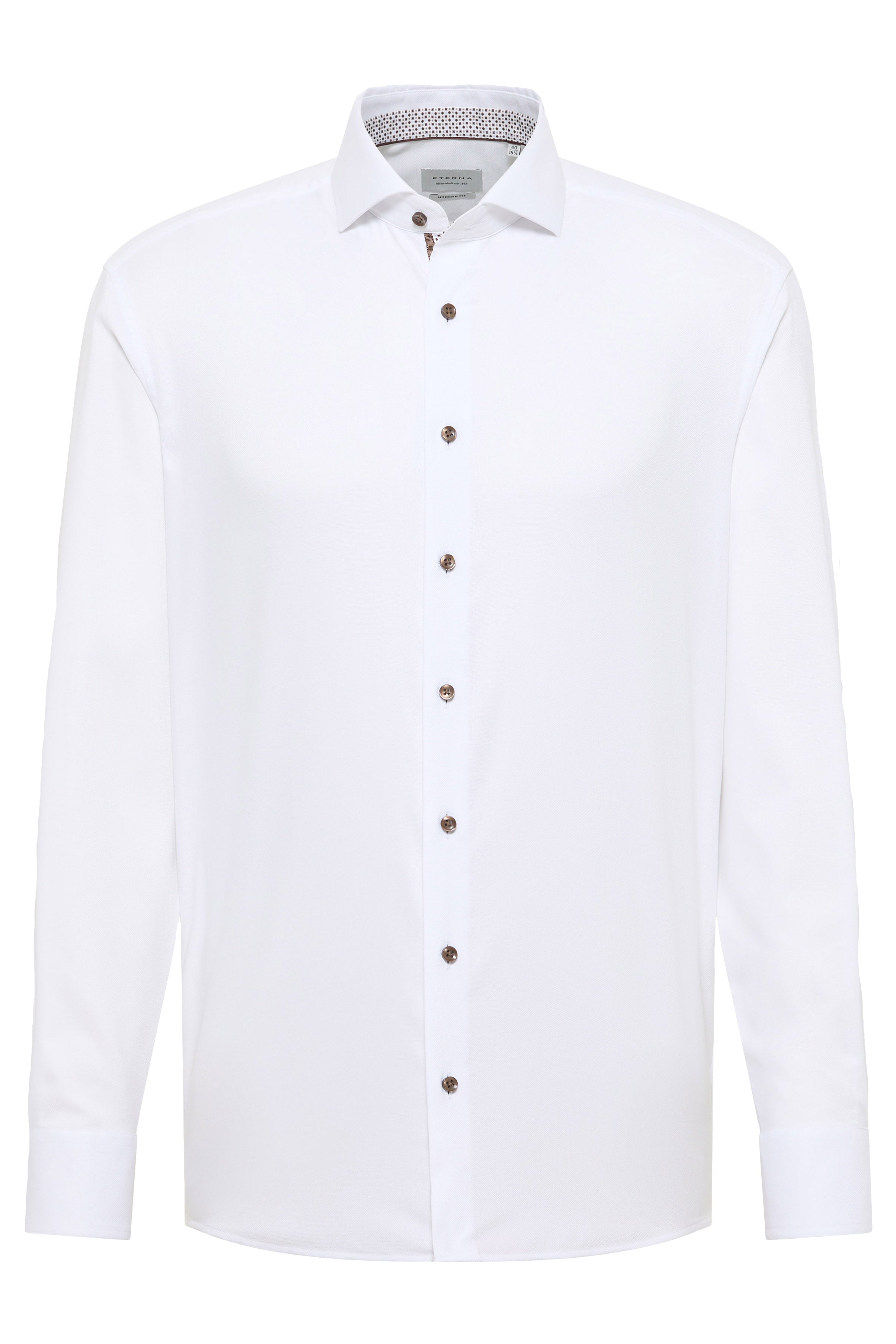 Eterna Modern Fit Micro Texture Shirt with Trim - White