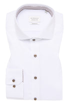 Eterna Modern Fit Micro Texture Shirt with Trim - White
