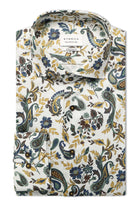 Eterna Modern Fit Paisley Print Shirt - Pale Grey/Multi