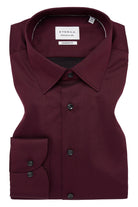 Eterna Modern Fit Plain Cotton Satin Shirt - Plum
