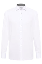 Eterna Modern Fit Plain Shirt with Black Trim - White