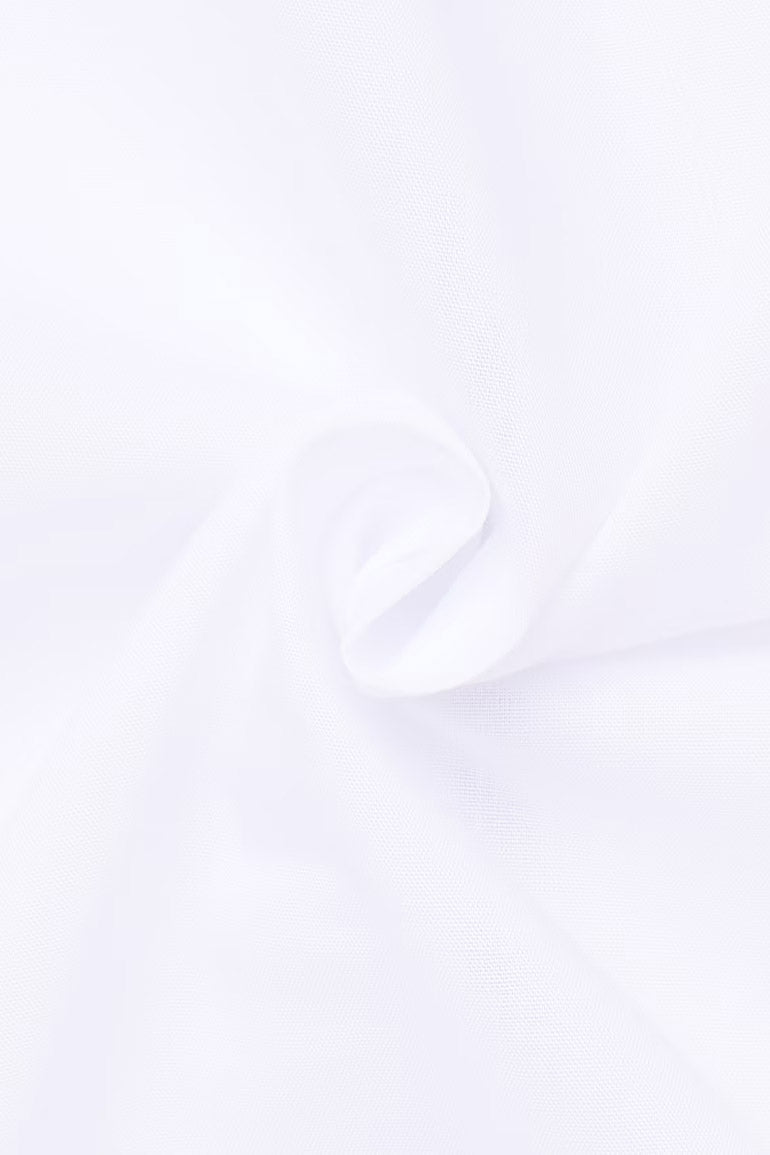 Eterna Modern Fit Plain Shirt with Navy Trim - White