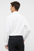 Eterna Modern Fit Plain Shirt with Navy Trim - White