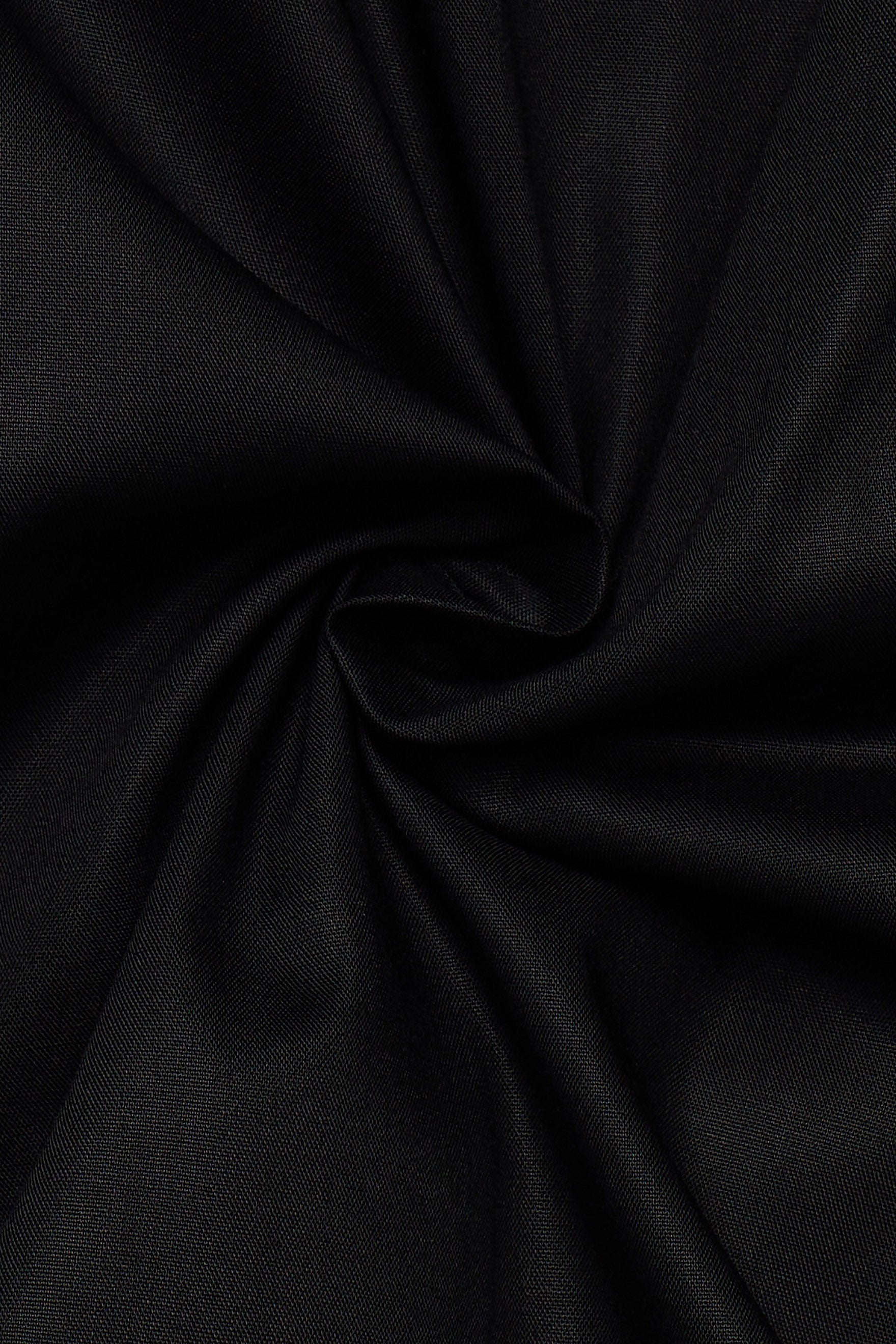 Eterna Modern Fit Plain Shirt with Trim - Black