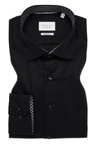 Eterna Modern Fit Plain Shirt with Trim - Black