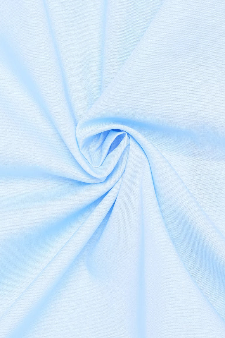 Eterna Modern Fit Plain Shirt with Trim - Light Blue