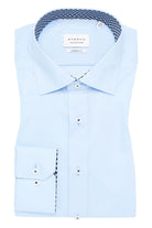 Eterna Modern Fit Plain Shirt with Trim - Light Blue
