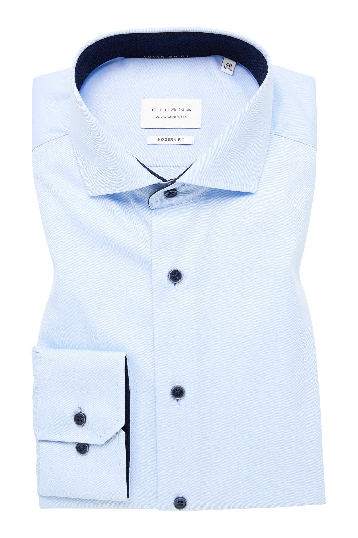Eterna Modern Fit Plain Twill Cover Shirt - Light Blue