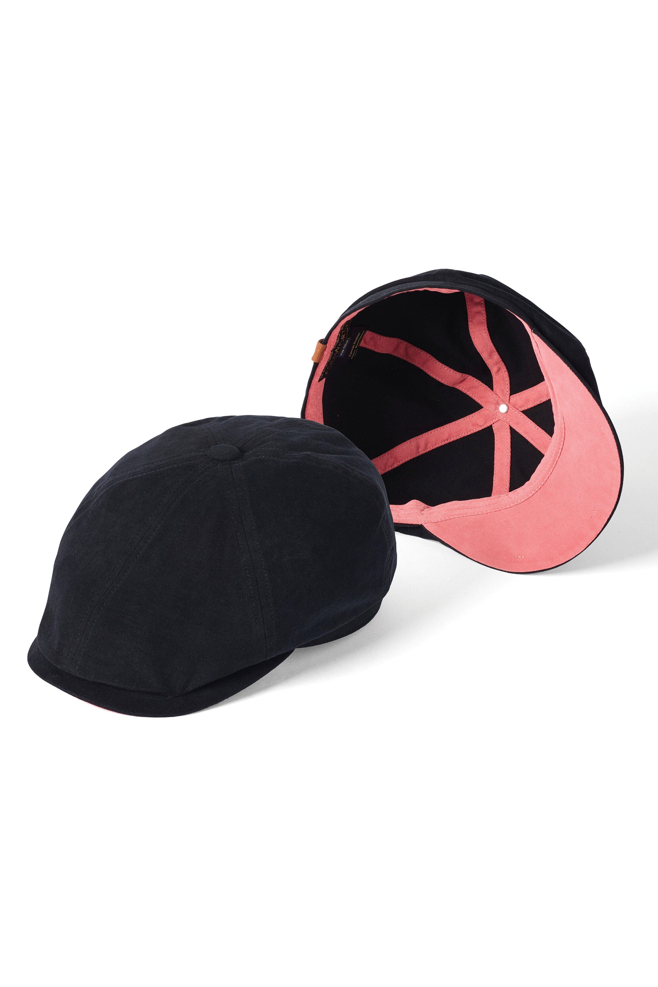 Failsworth Hudson Cotton Canvas Newsboy Cap - Black/Salmon