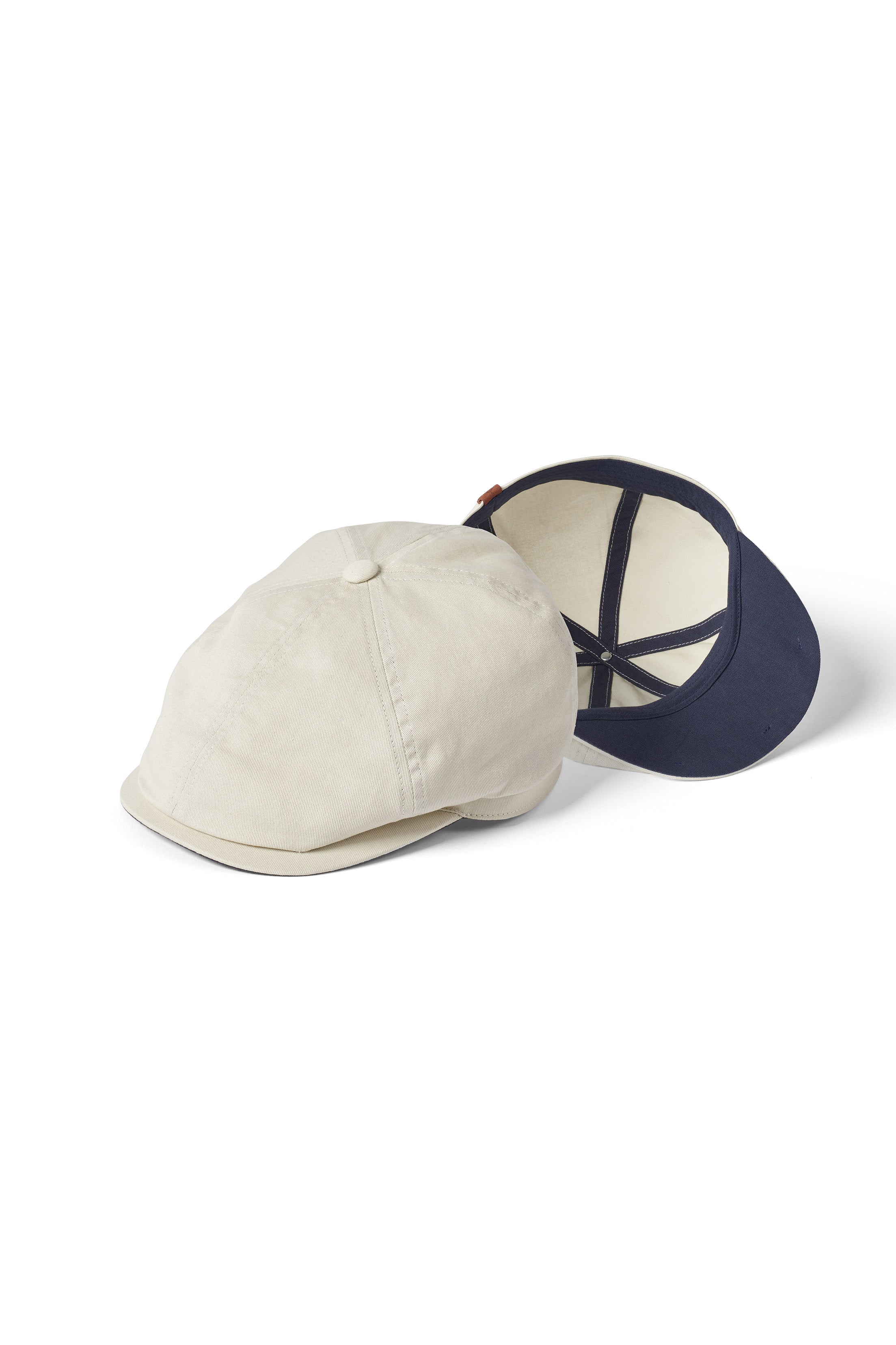 Failsworth Hudson Cotton Canvas Newsboy Cap - Stone/Navy