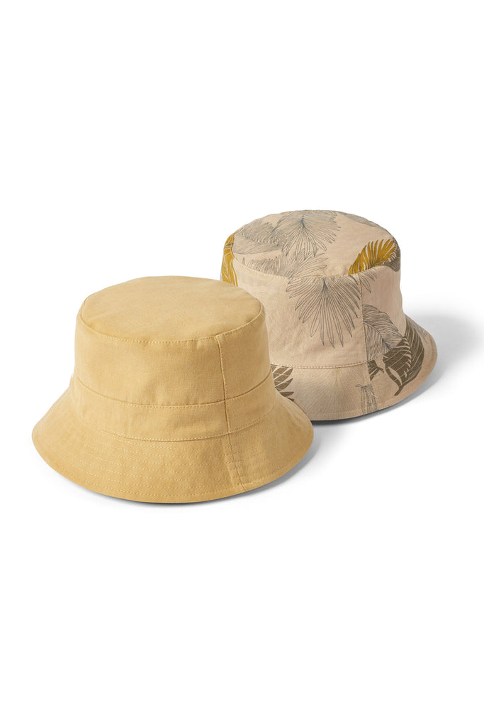 Failsworth Reversible Cotton Bucket Hat - Mustard/Palm Leaf