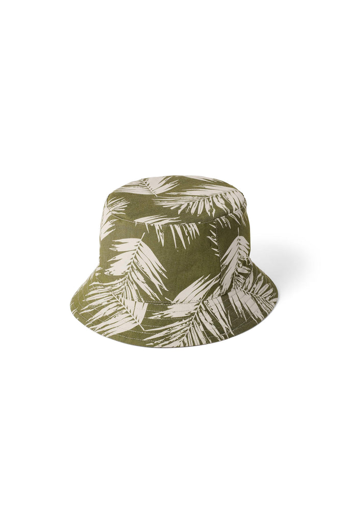 Failsworth Reversible Cotton Bucket Hat - Stone/Large Leaf Print