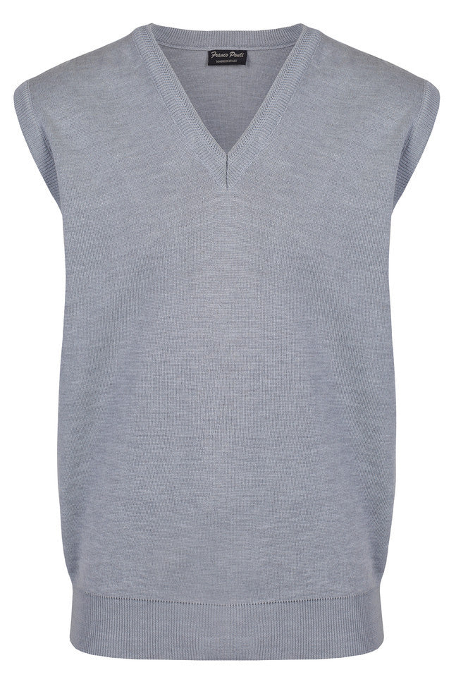 Franco Ponti Medium Weight Merino Wool Slipover - Silver