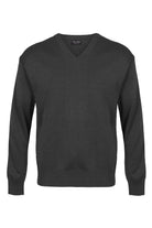 Franco Ponti Medium Weight Merino Wool V Neck Jumper - Charcoal