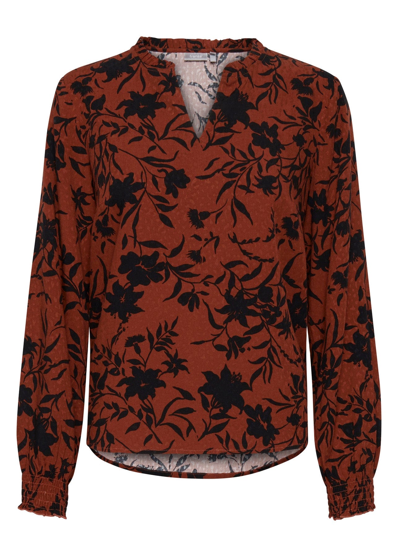 Fransa Lavisco Printed Blouse - Barn Red Mix
