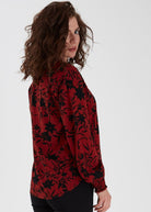 Fransa Lavisco Printed Blouse - Barn Red Mix