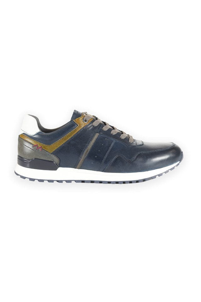 FRONT Brescia Leather Trainers - Navy