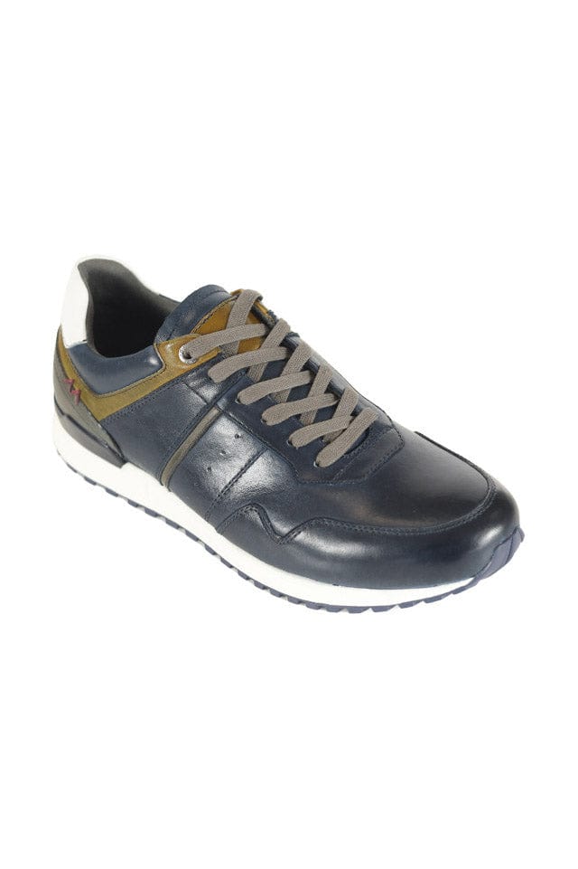 FRONT Brescia Leather Trainers - Navy