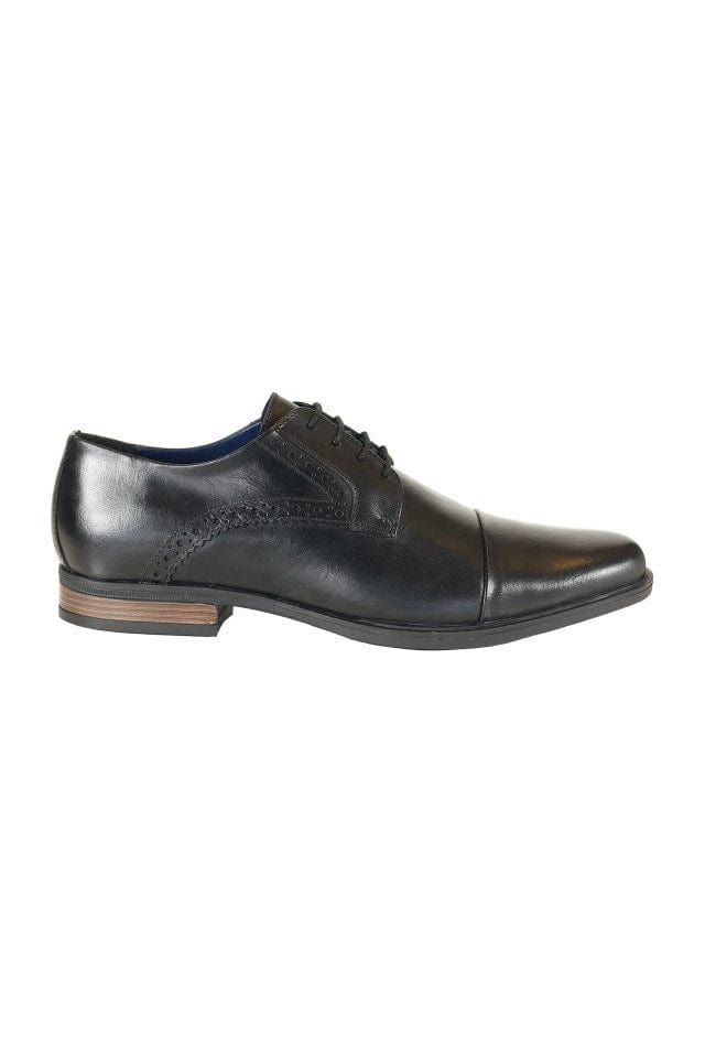 FRONT Mario Leather Brogue Derby Shoes - Black