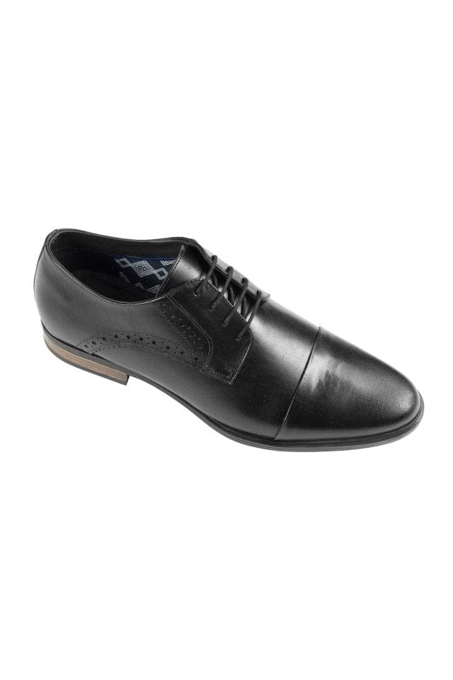 FRONT Mario Leather Brogue Derby Shoes - Black