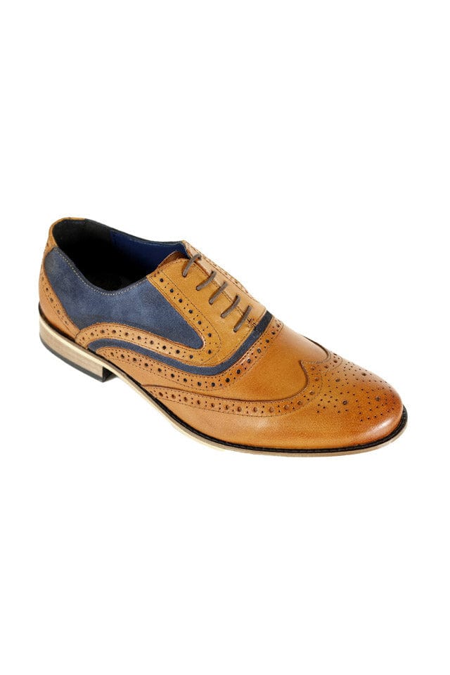 FRONT Spencer Leather Brogues - Tan/Navy