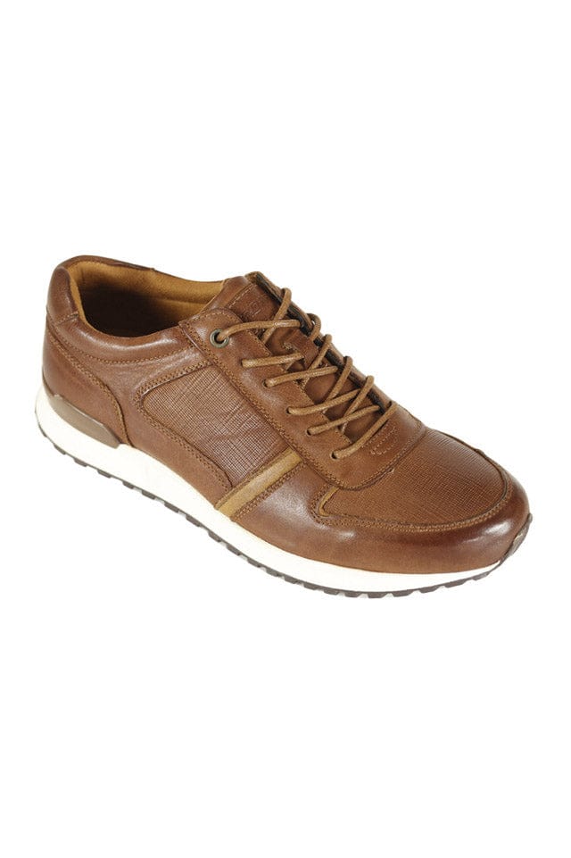 FRONT Tiago Leather Trainers - Tan