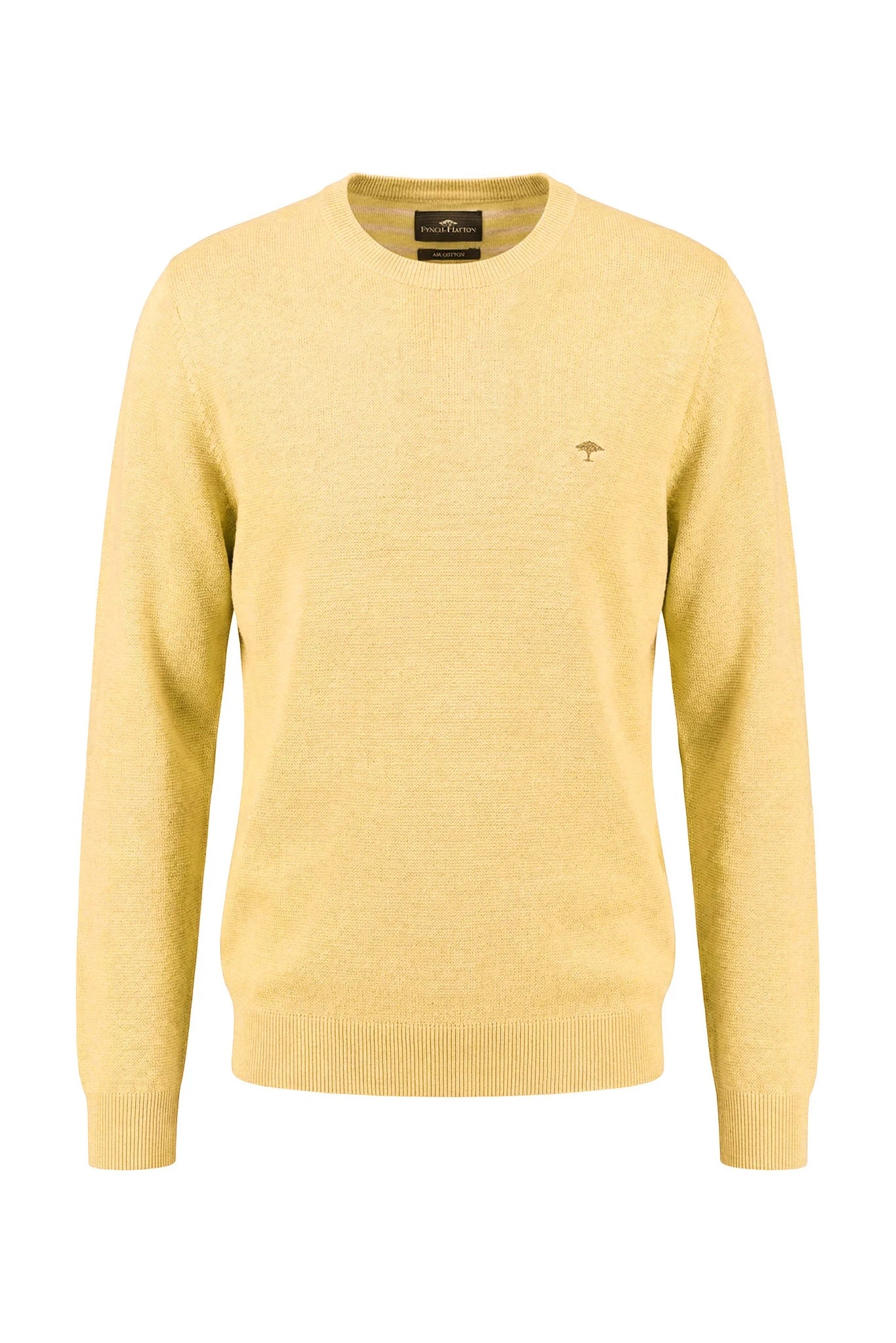 Fynch Hatton Air Cotton Crew Neck Jumper - Pale Yellow