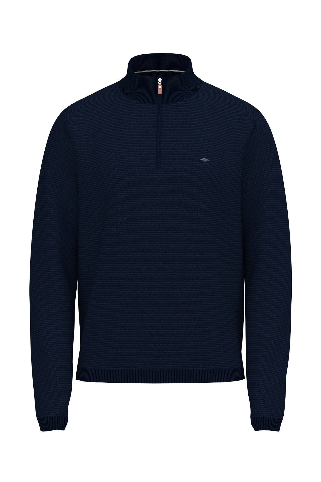 Fynch Hatton Air Cotton Quarter Zip Jumper - Navy