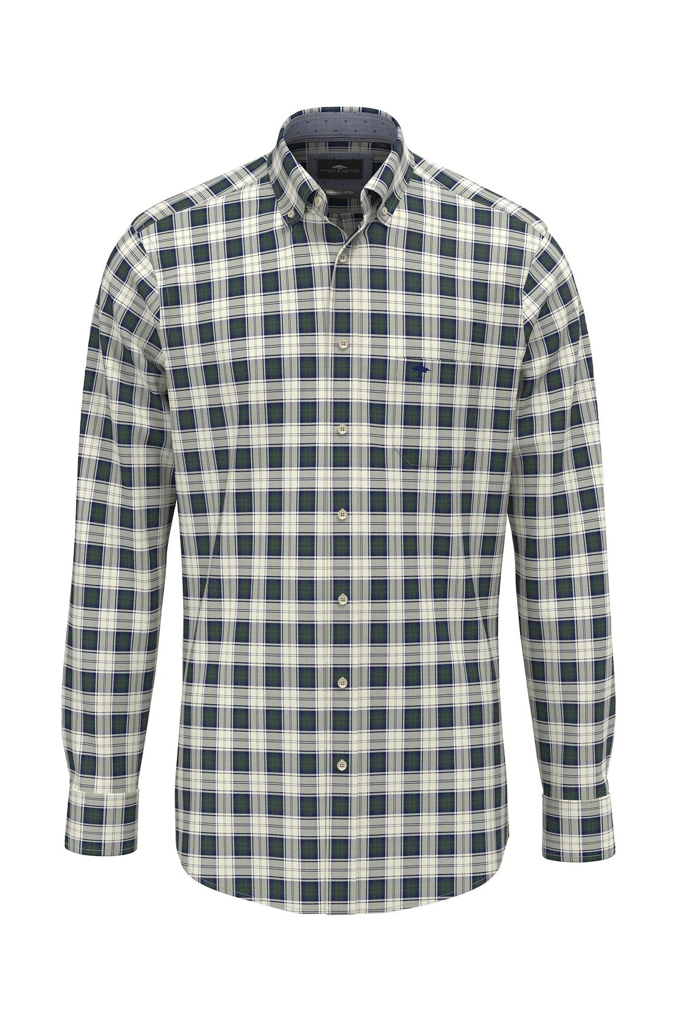 Fynch Hatton Button-Down Check Shirt - Dark Leaf