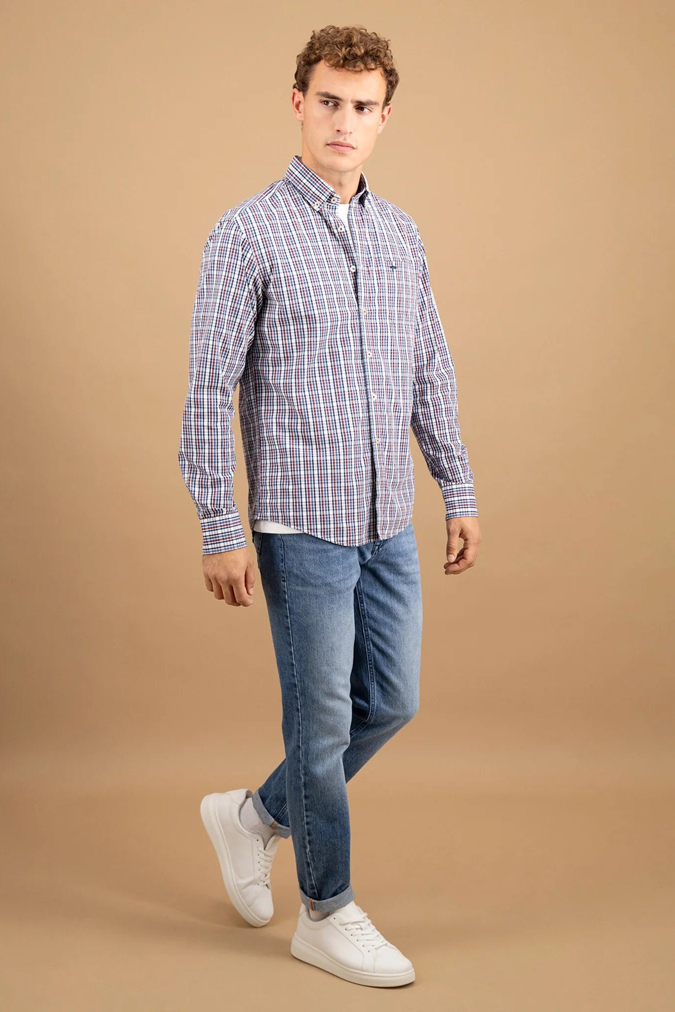 Fynch Hatton Button-Down Check Shirt - Deep Merlot