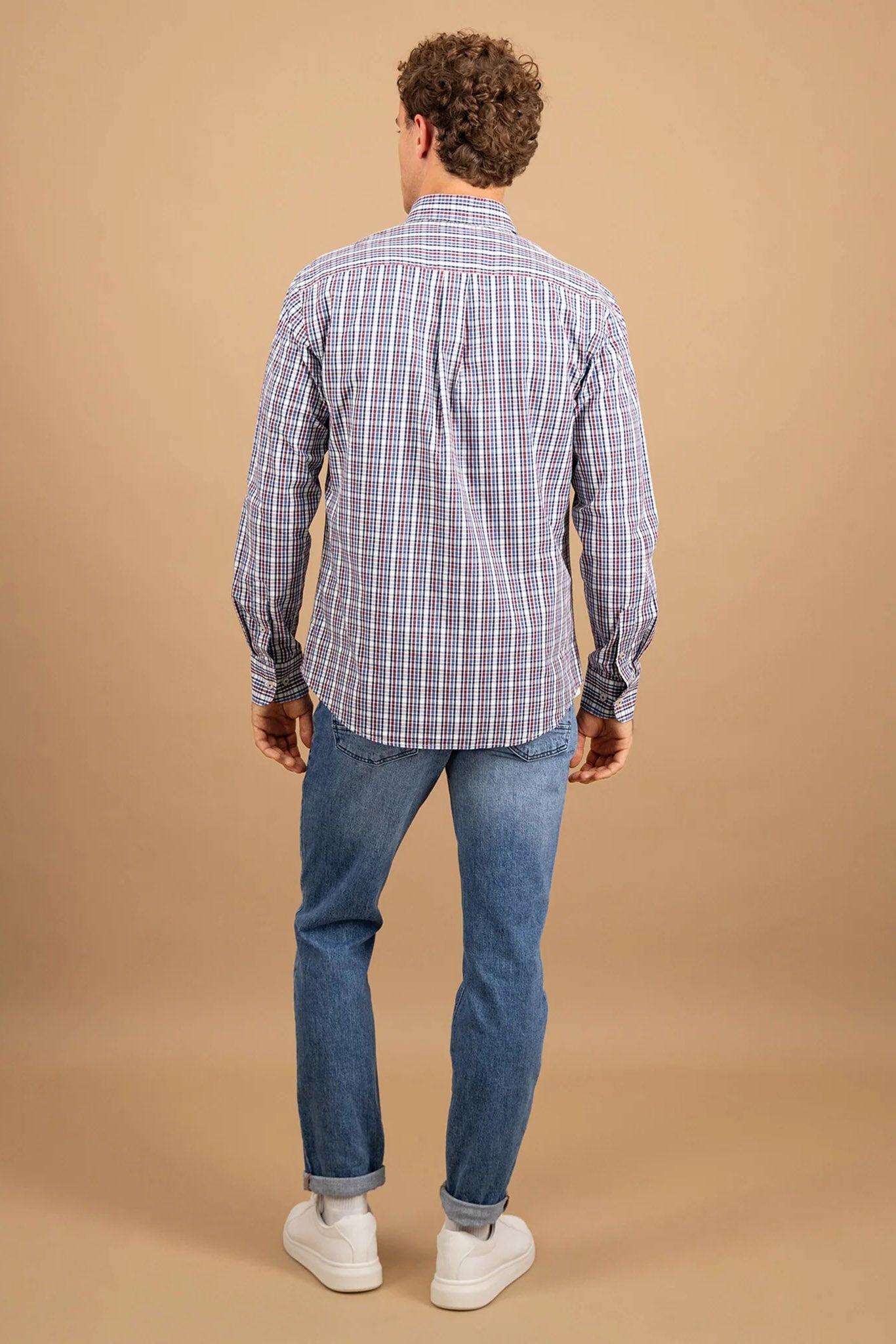 Fynch Hatton Button-Down Check Shirt - Deep Merlot
