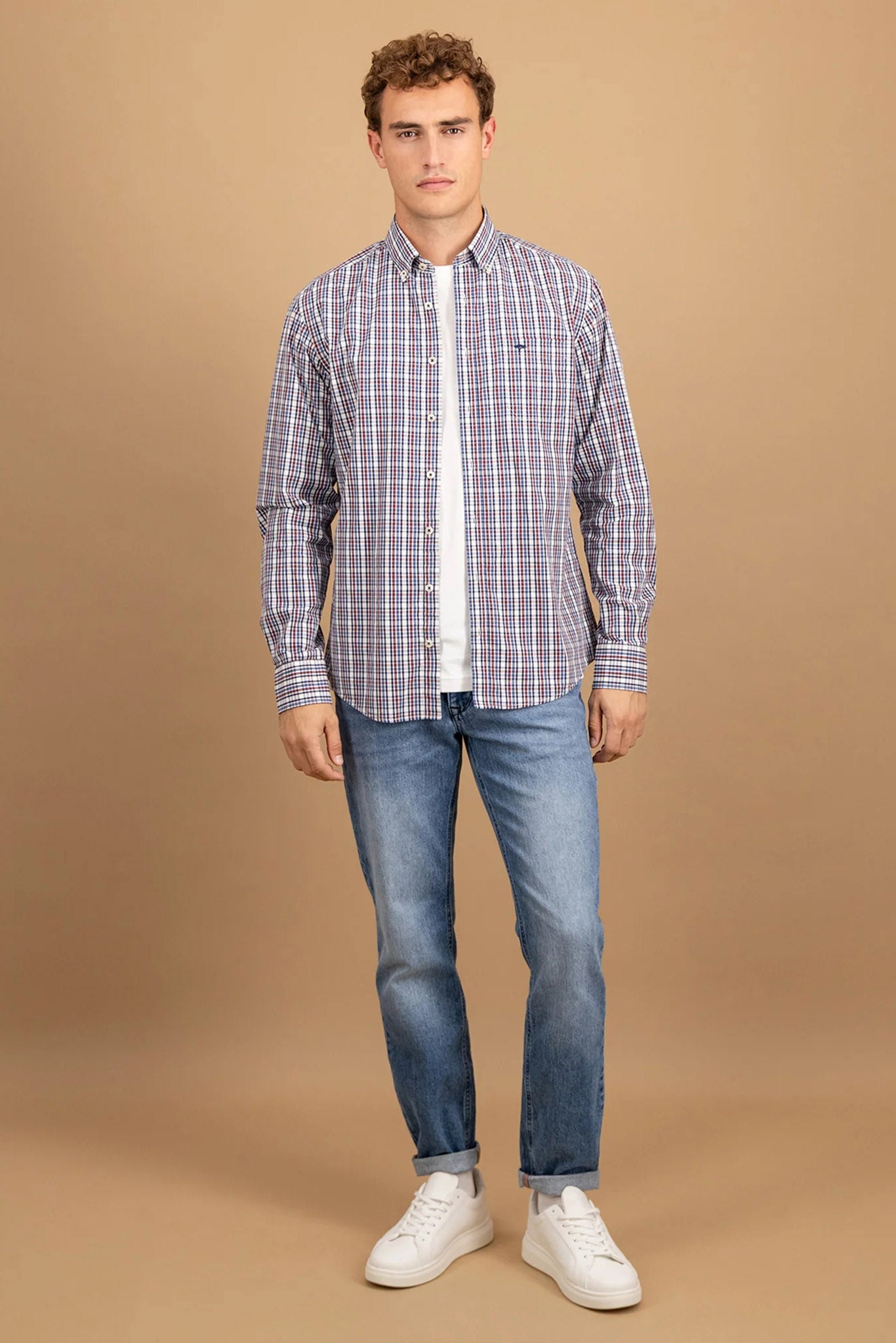 Fynch Hatton Button-Down Check Shirt - Deep Merlot
