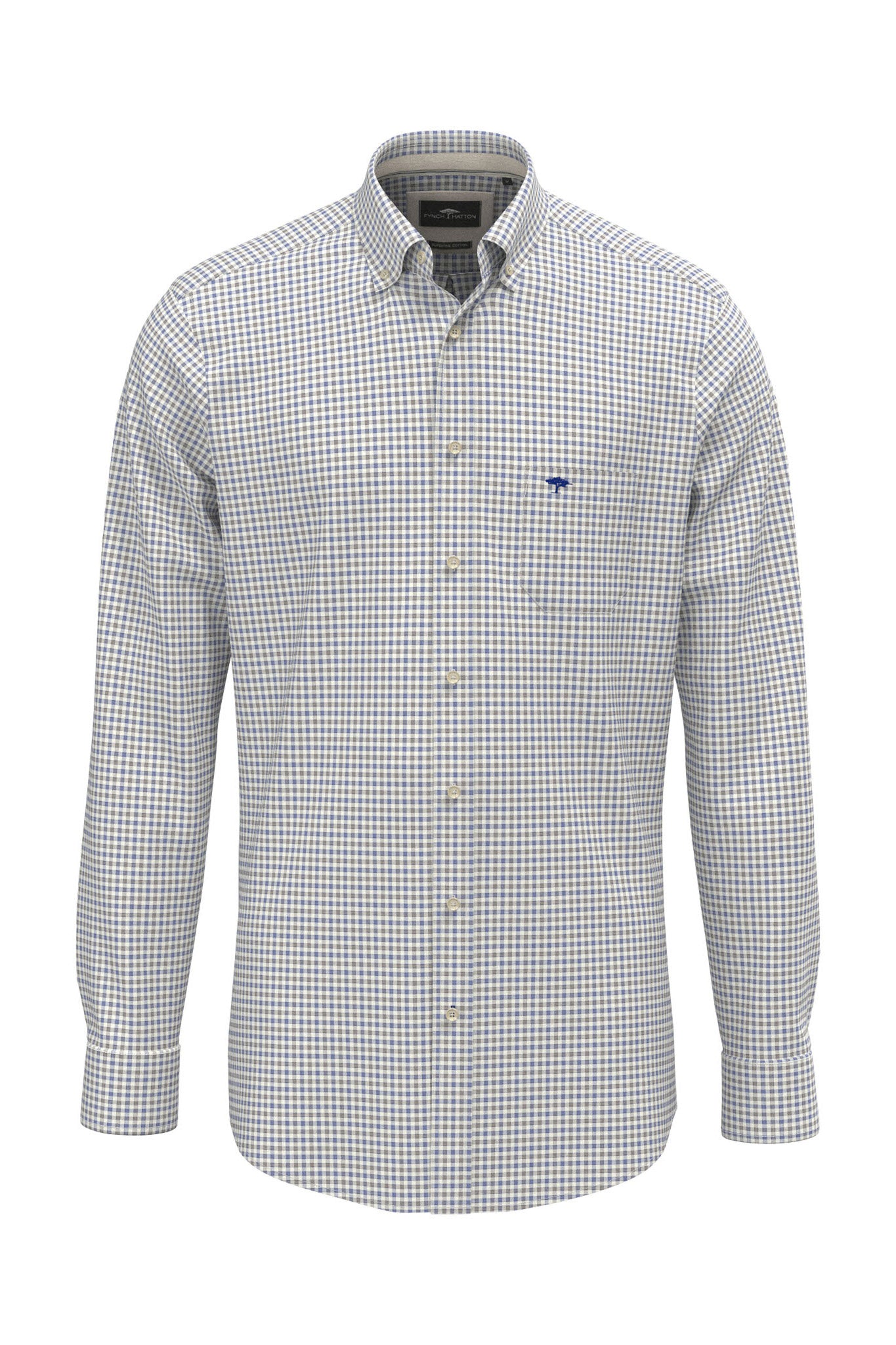 Fynch Hatton Button-Down Check Shirt - Harbor Blue