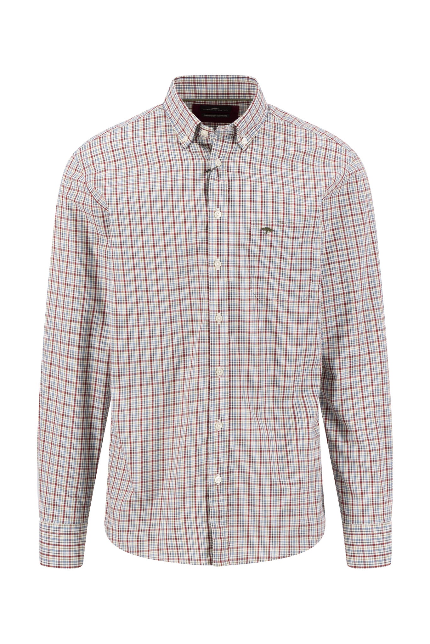 Fynch Hatton Button-Down Colourful Check Shirt - Brick