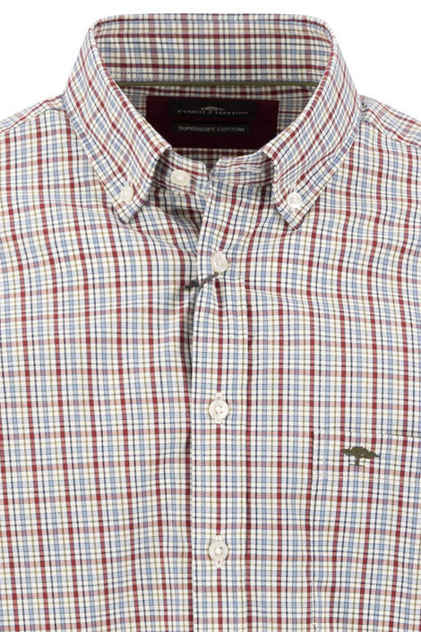 Fynch Hatton Button-Down Colourful Check Shirt - Brick