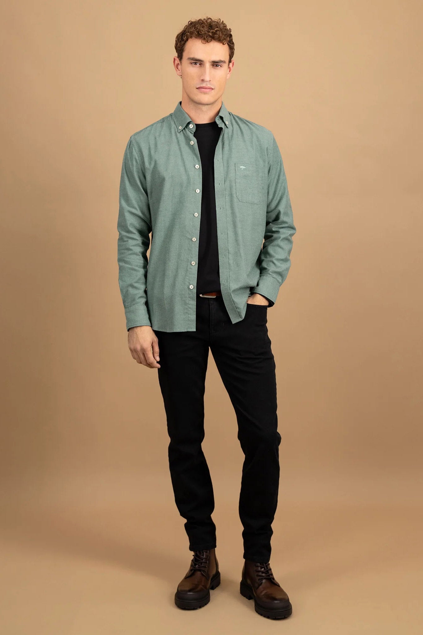 Fynch Hatton Button-Down Flannel Shirt - Dark Ivy