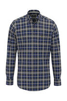 Fynch Hatton Button-Down Herringbone Check Shirt - Ink Blue