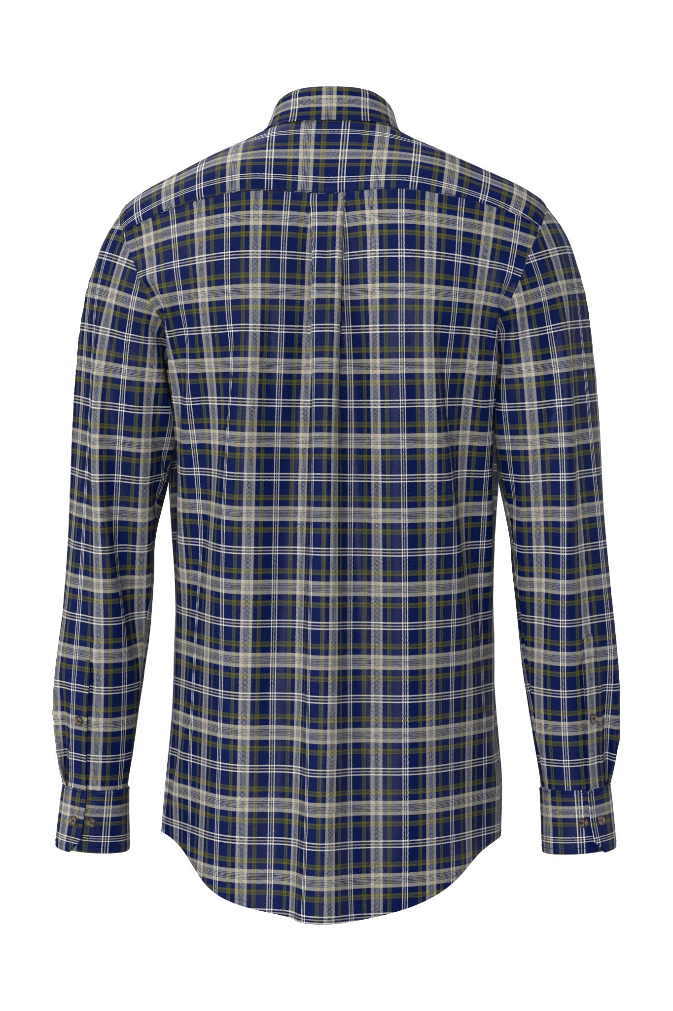 Fynch Hatton Button-Down Herringbone Check Shirt - Ink Blue