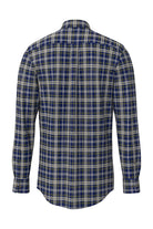 Fynch Hatton Button-Down Herringbone Check Shirt - Ink Blue