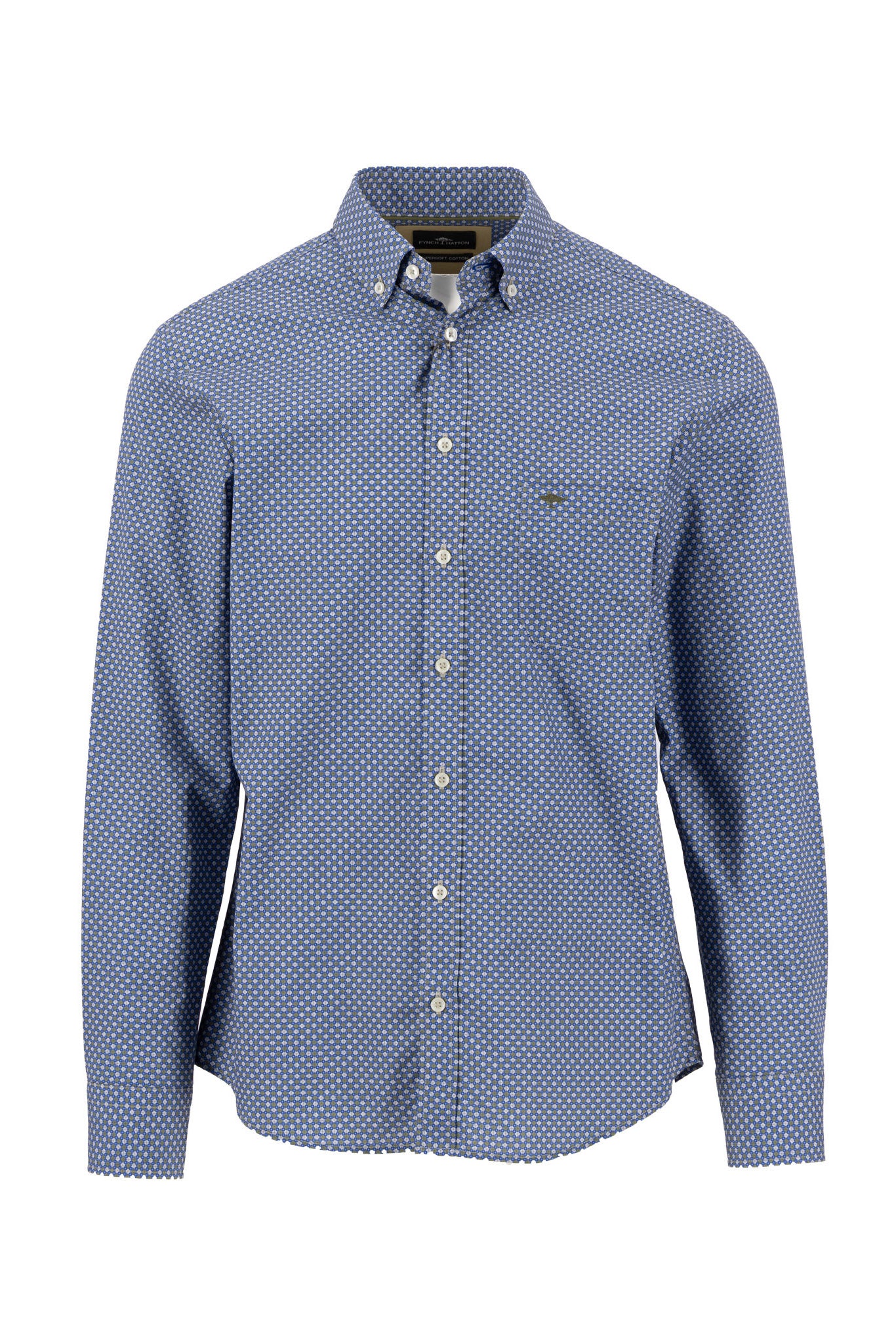 Fynch Hatton Button-Down Neat Print Shirt - Cobalt