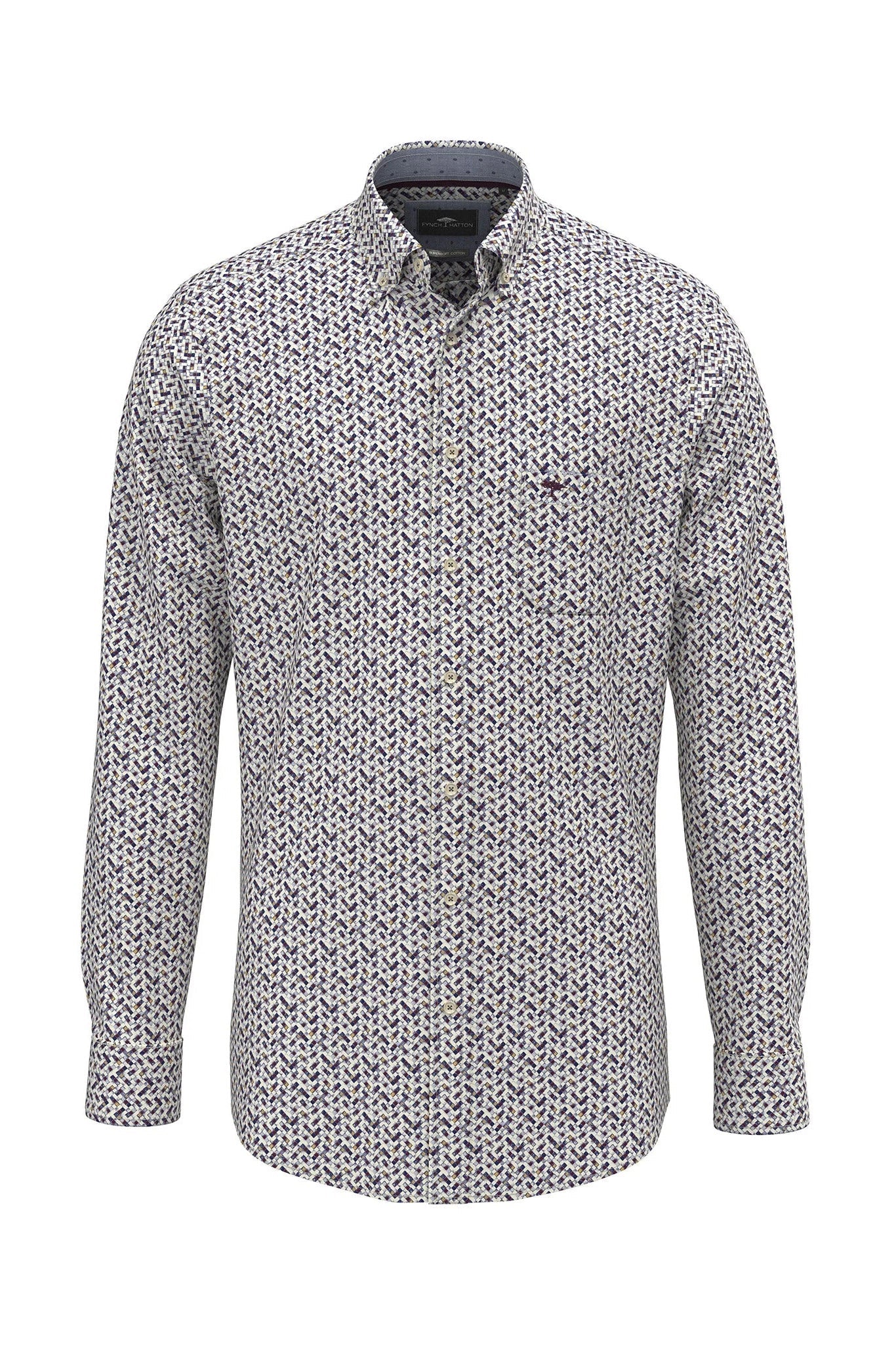 Fynch Hatton Button-Down Print Shirt - Deep Merlot