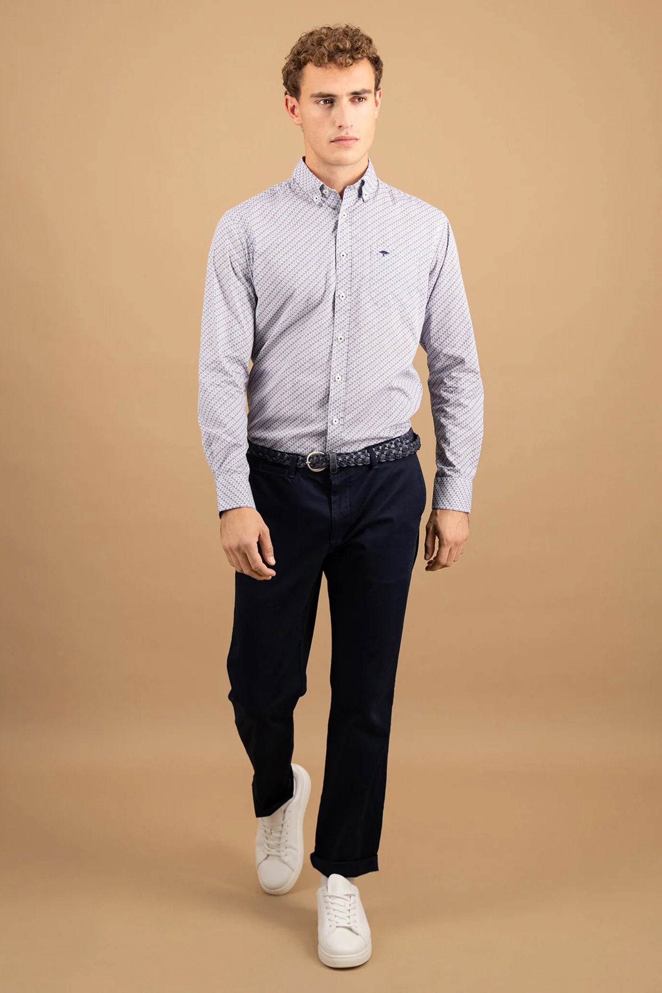 Fynch Hatton Button-Down Print Shirt - Deep Merlot