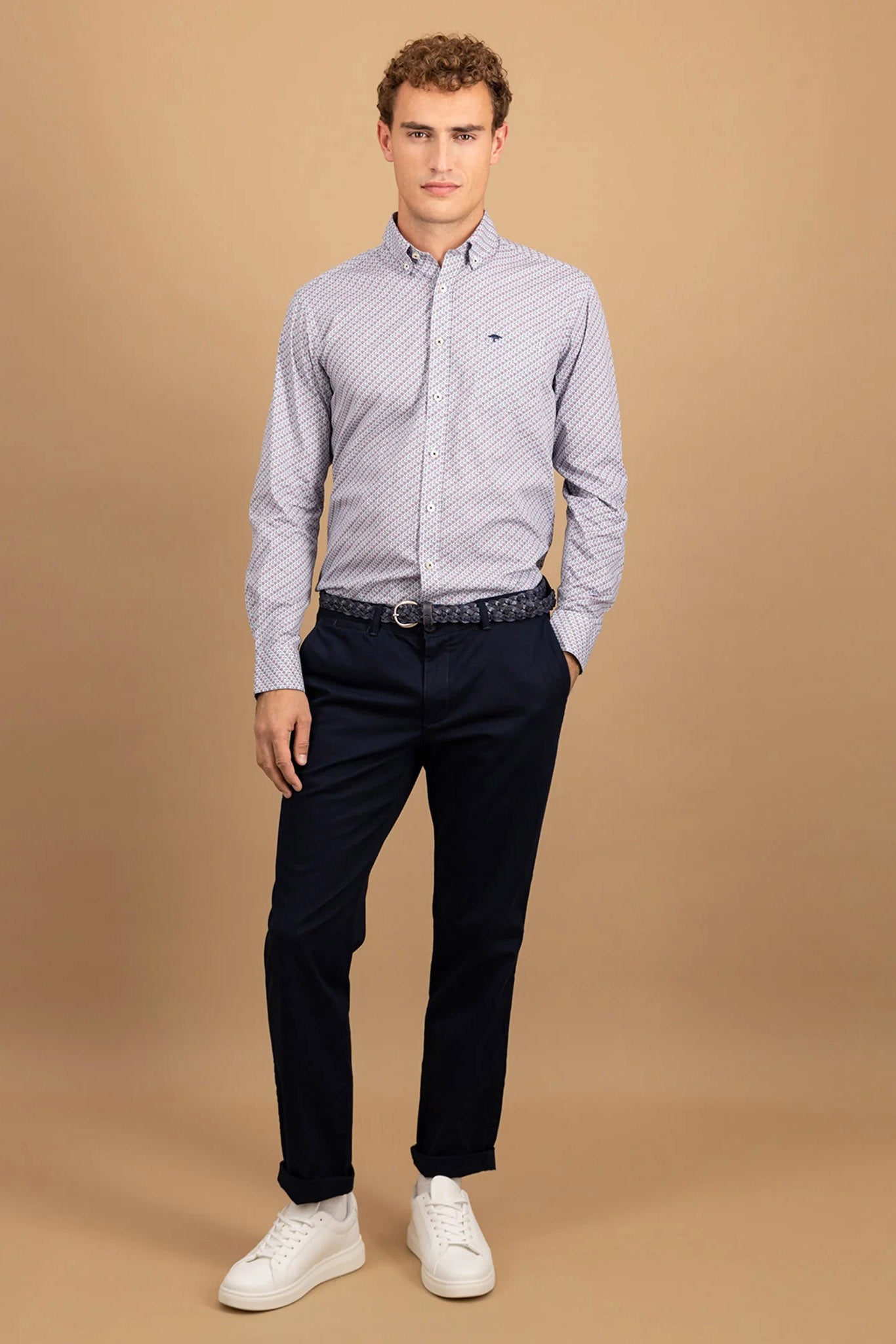 Fynch Hatton Button-Down Print Shirt - Deep Merlot