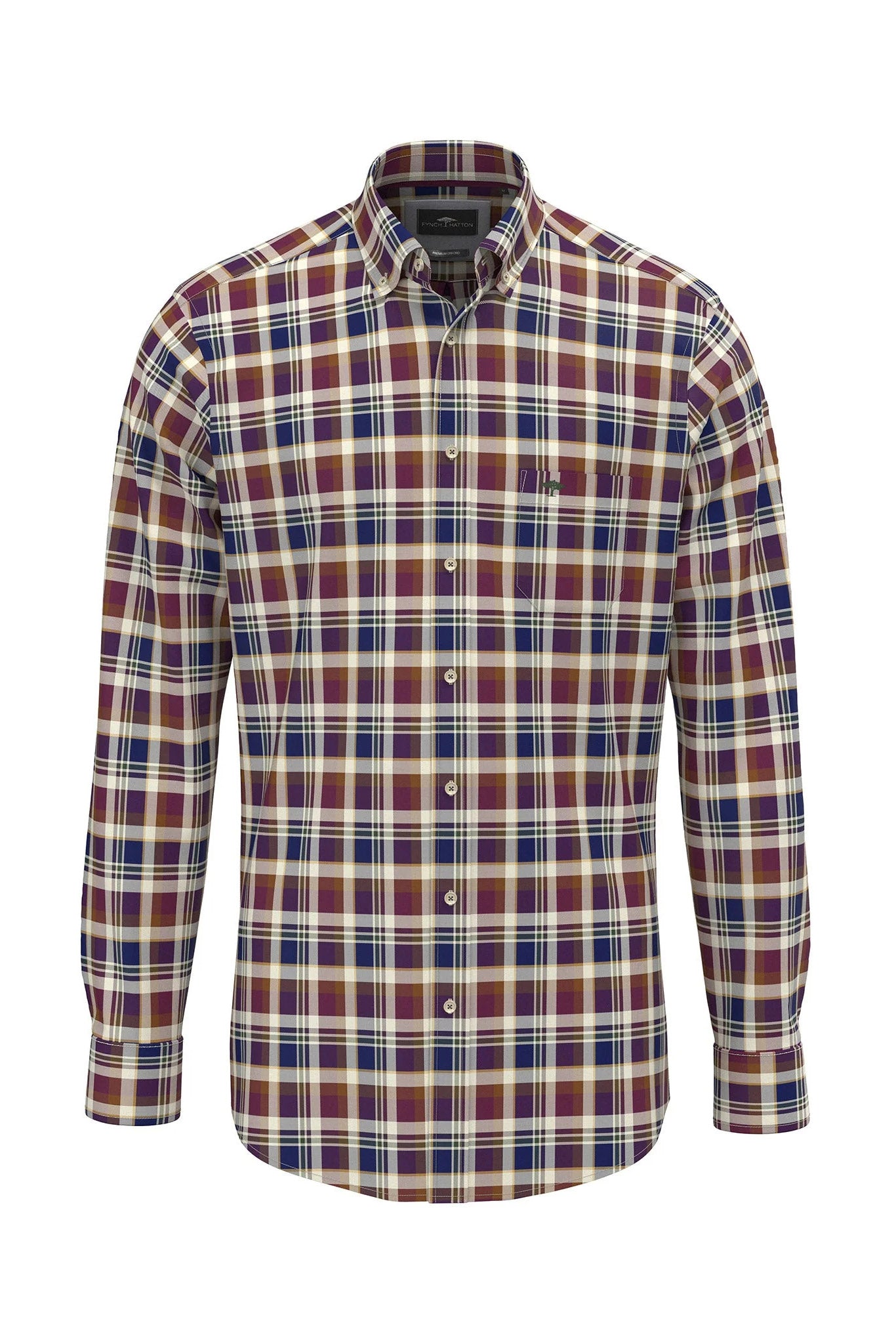 Fynch Hatton Button-Down Washed Oxford Shirt - Deep Merlot