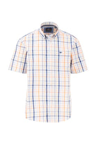 Fynch Hatton Check Seersucker Short Sleeve Shirt - Sunny Orange