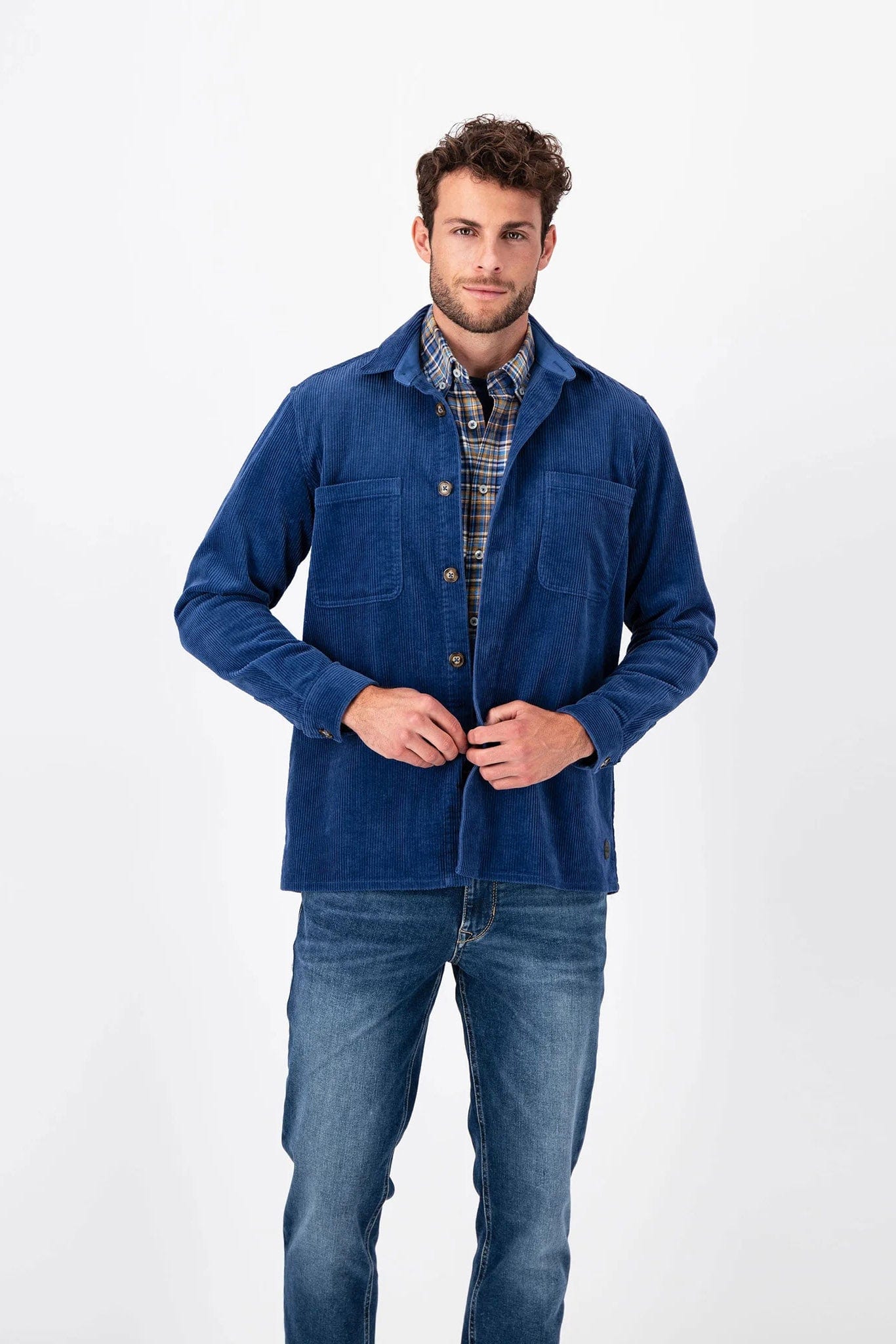 Fynch Hatton Corduroy Cotton Overshirt - Wave